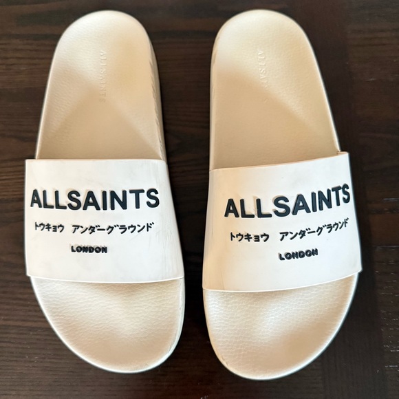 Men’s Allsaints Underground Slip On Slide Sandals - White/Cream - US 10 / EU 43 - Picture 5 of 14